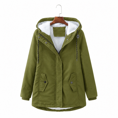 Parka w kolorze khaki z barankiem