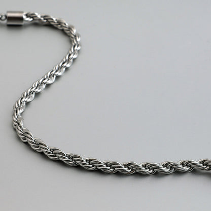 Cole | Srebrna Skręcana Bransoletka Rope - Pootivo