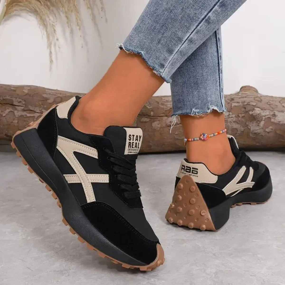 Zdzisława | Lekkie Jesienne Sneakersy na Grubej Podeszwie