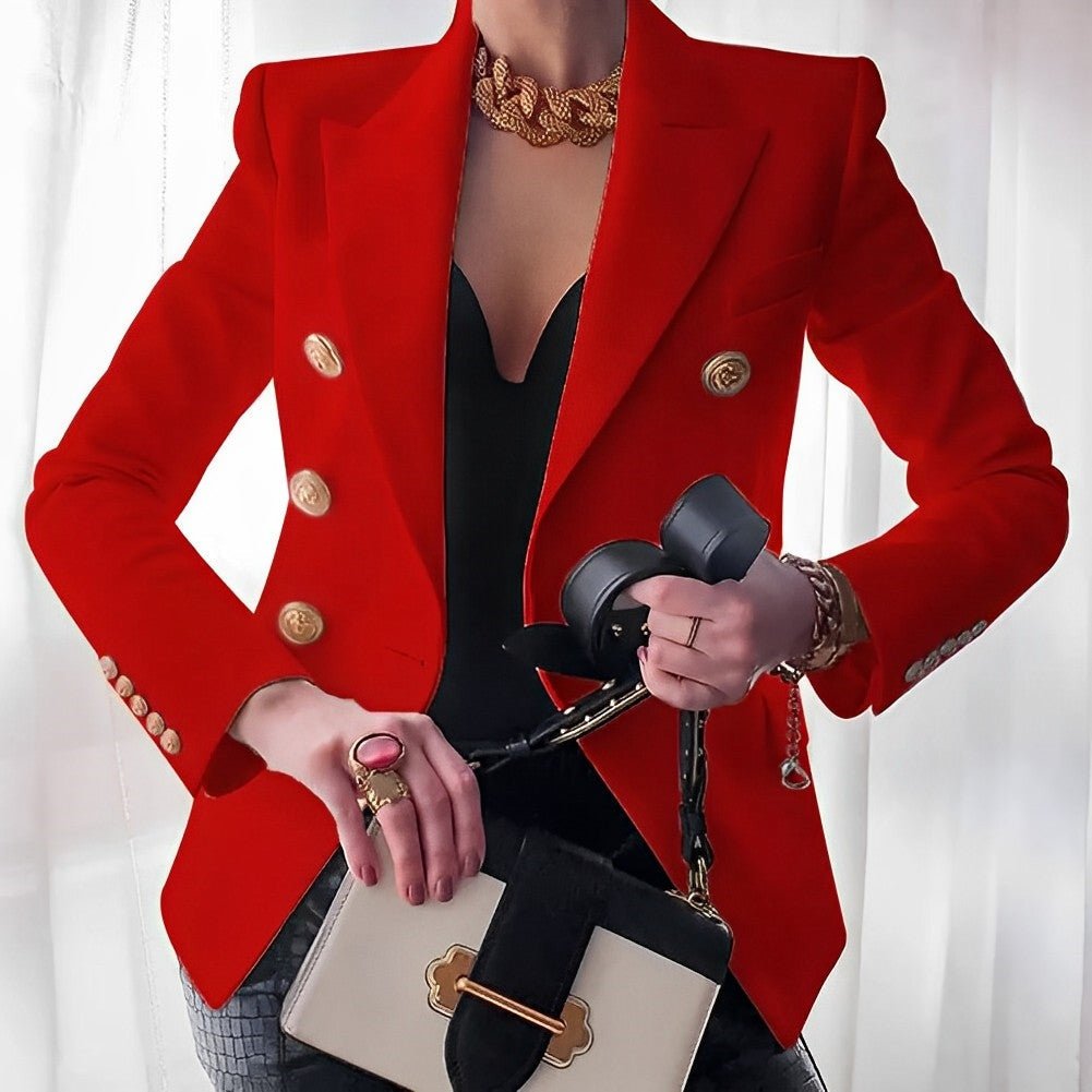Corvana | Marynarka Damska ze Złotymi Guzikami – Elegancki Blazer Żakiet - Pootivo