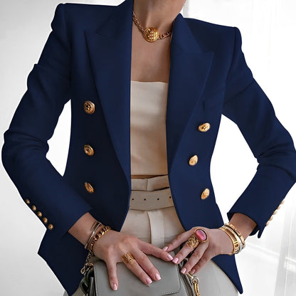 Corvana | Marynarka Damska ze Złotymi Guzikami – Elegancki Blazer Żakiet - Pootivo