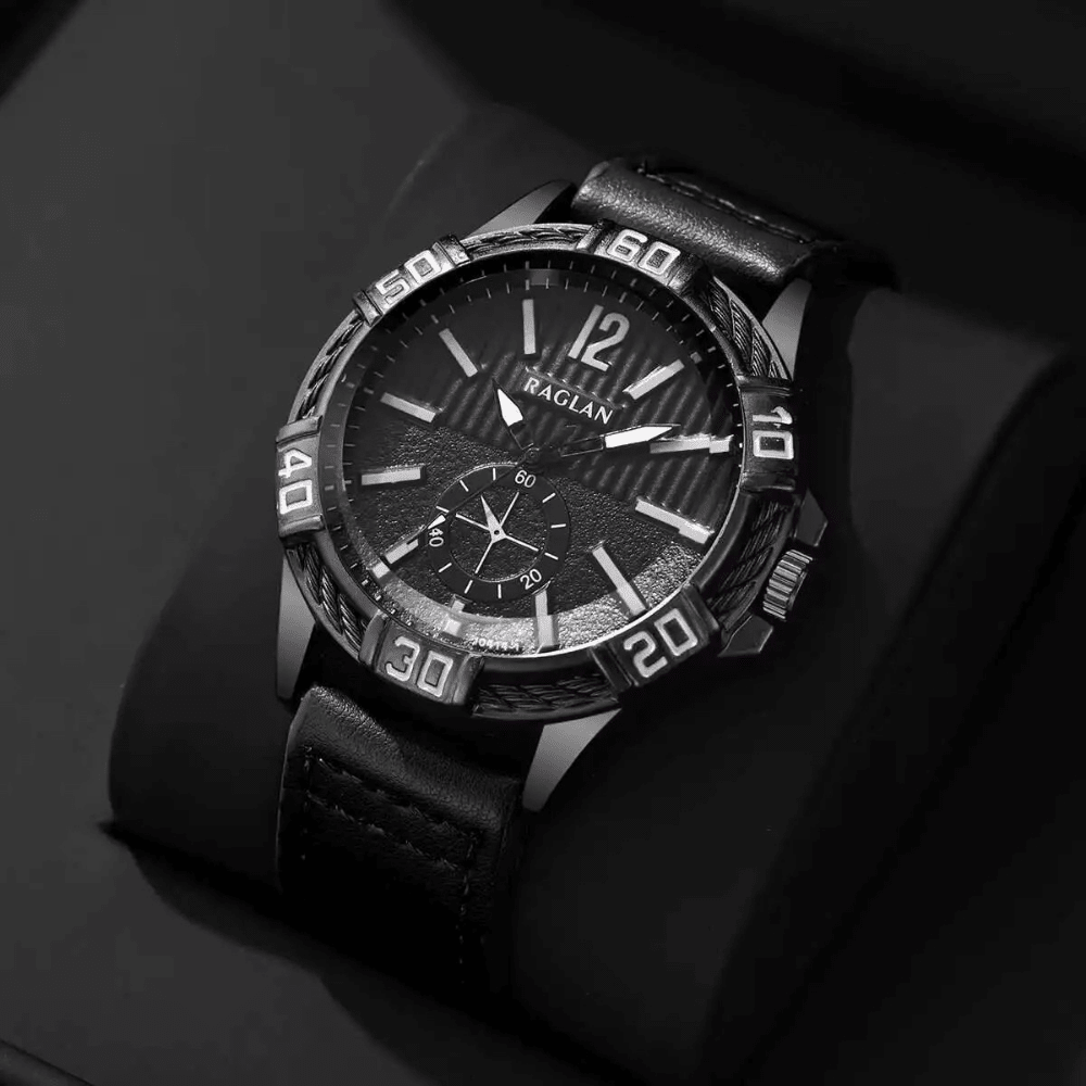 Dalton | Masywny Wytrzymały Zegarek Męski na Skórzanym Pasku - Pootivo
