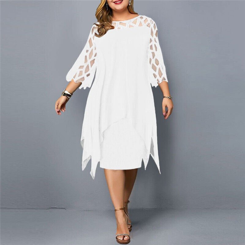 Darée Sukienka Wieczorowa Plus Size Elegancka dla Puszystych z Rękawem - Pootivo