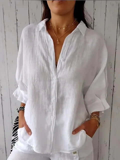 Delilah | Zwiewna Lniana Koszula Oversize Letnia - Pootivo