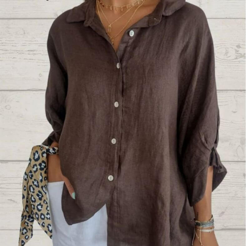 Delilah | Zwiewna Lniana Koszula Oversize Letnia - Pootivo