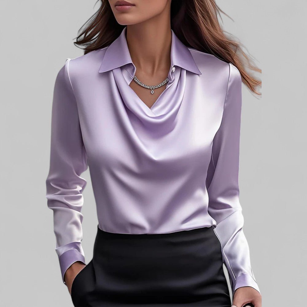 Diana Bluzka Damska Elegancka Drapowana – Długi Rękaw - Pootivo