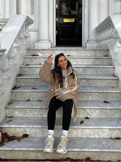 Klara | Oversize’owa pluszowa kurtka zimowa typu teddy
