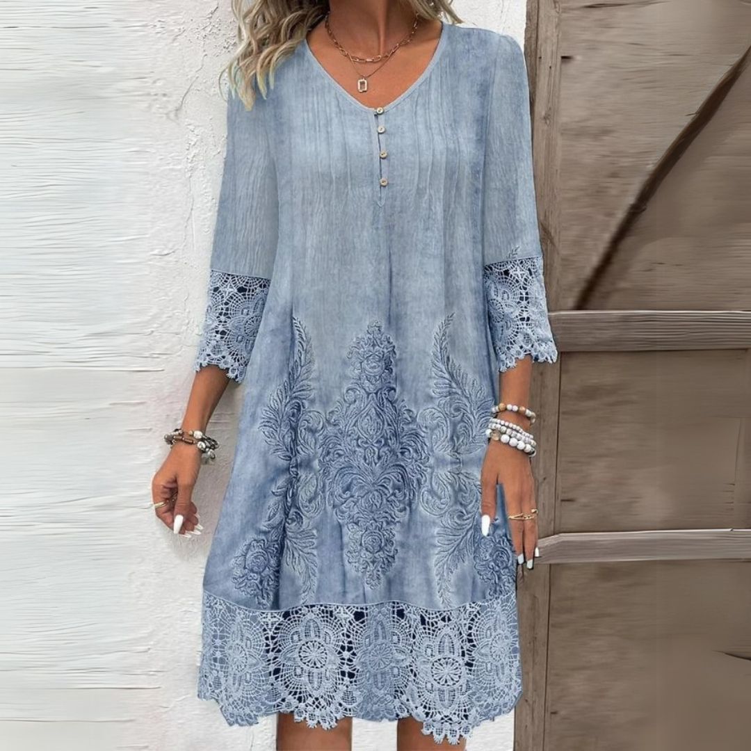 Elena Sukienka Boho Midi Haftowana Koronkowa - Pootivo
