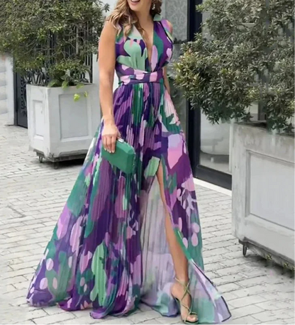 Elena | Wzorzysta Zwiewna Sukienka Maxi - Pootivo