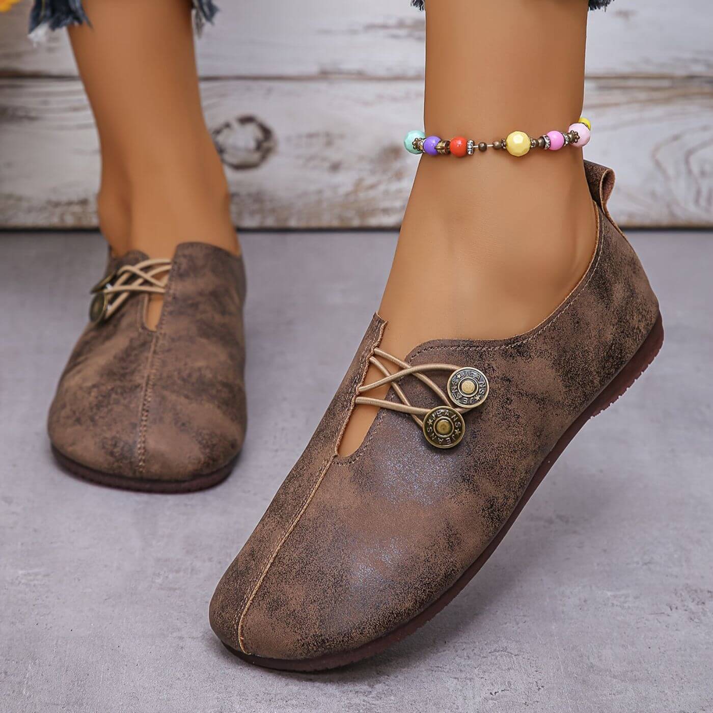 Elvea Baleriny Damskie Miękkie Wygodne Płaskie Buty Wsuwane Mokasyny - Pootivo