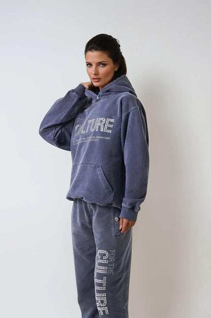 Emmett | Sprana Oversize Bluza z Kapturem i Kryształkami - Pootivo