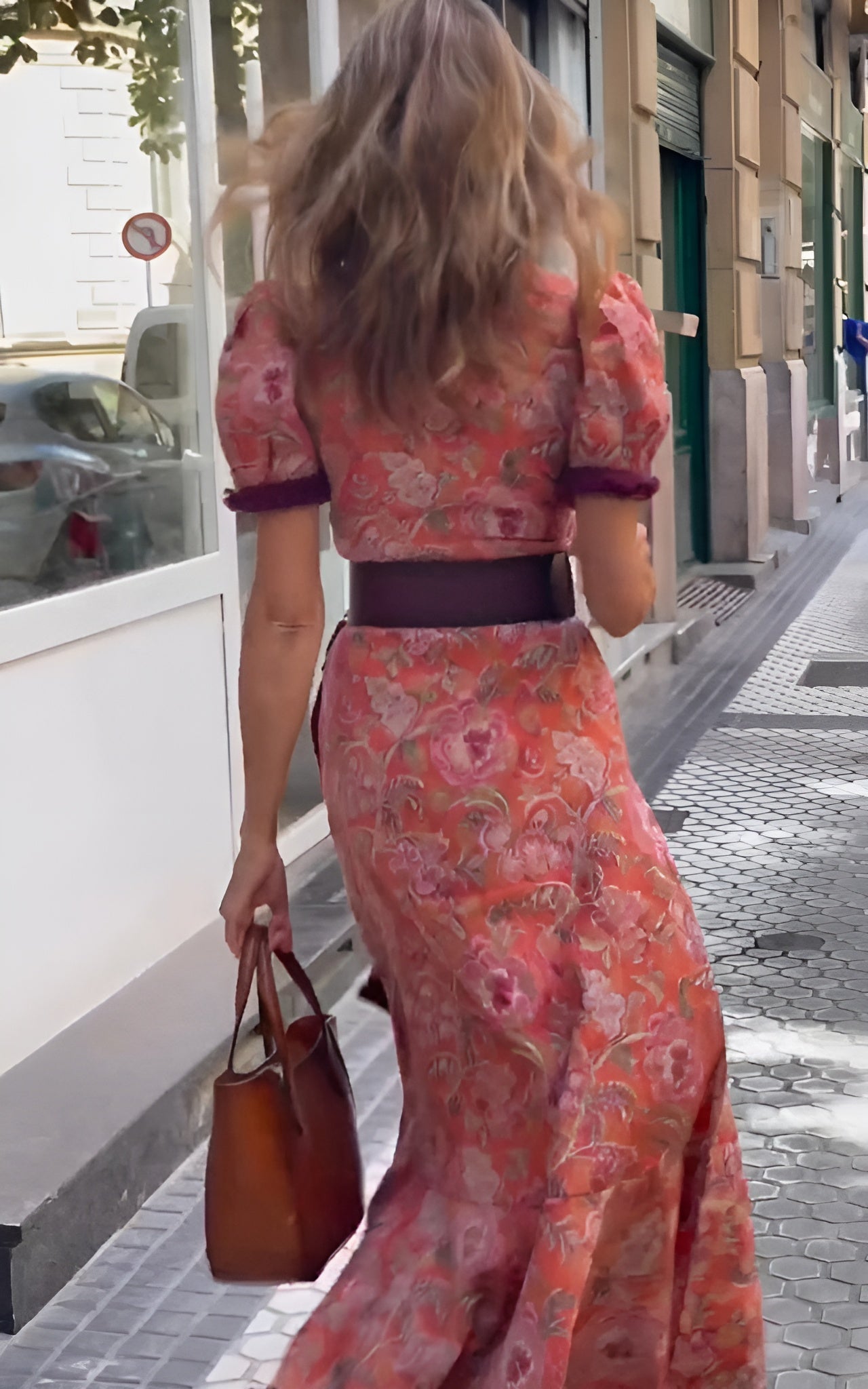 Floréa Sukienka Maxi W Kwiaty – Długa Sukienka Z Krótkim Rękawem - Pootivo