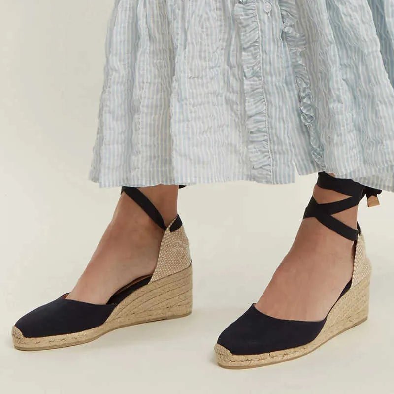 Genevieve | Espadryle na Koturnie Wiązane wokół Kostki - Pootivo