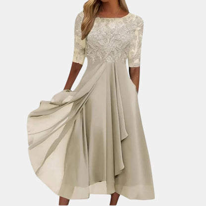 Genevieve | Koronkowa Wieczorowa Sukienka z Szyfonu - Pootivo