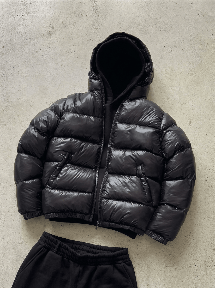 Gniewomir | Pikowana Zimowa Kurtka Puffer z Kapturem - Pootivo