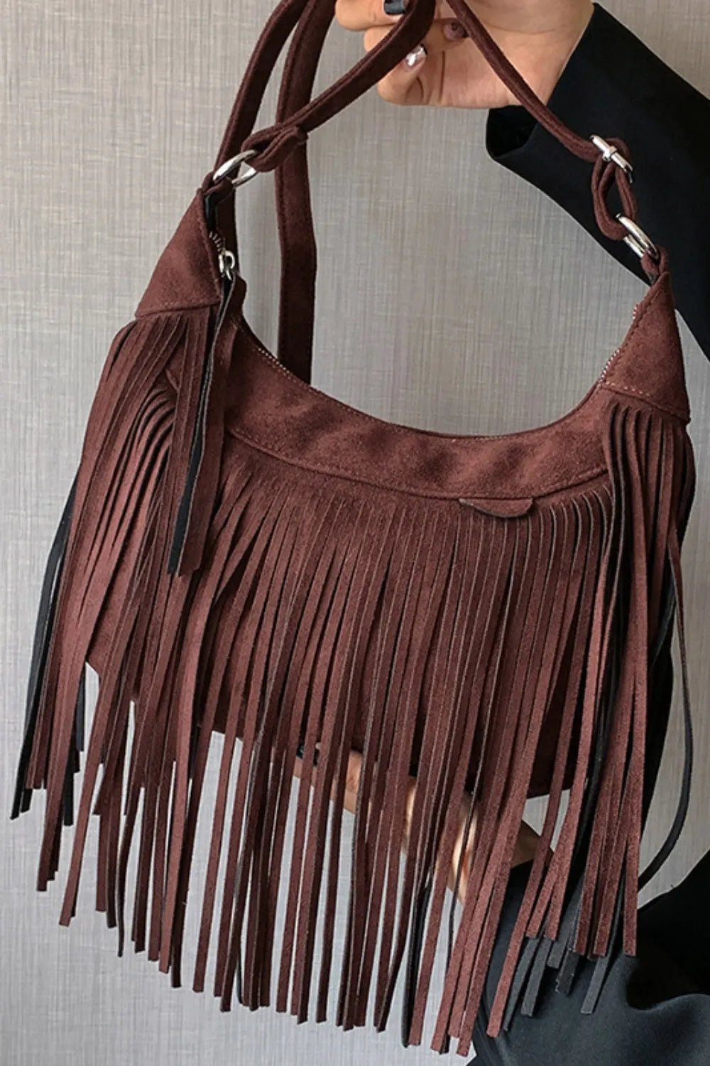 Gracjana | Miękka Boho Torba Hobo z Frędzlami - Pootivo