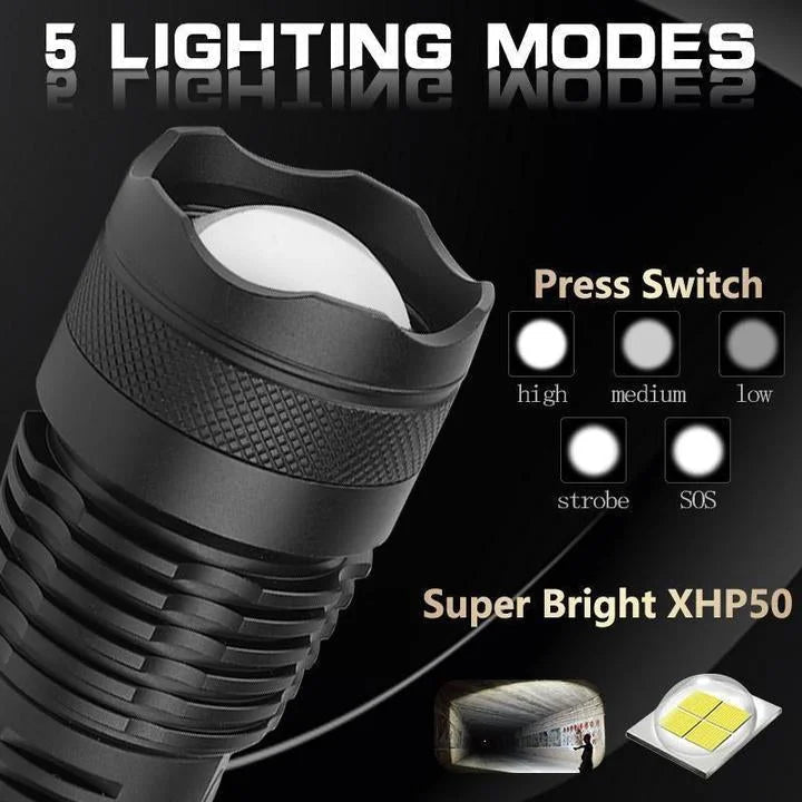 Grady | Mocna Akumulatorowa Latarka LED XHP50.2 z Zoomem - Pootivo