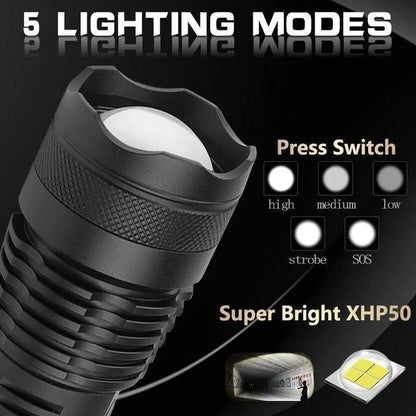 Grady | Mocna Akumulatorowa Latarka LED XHP50.2 z Zoomem - Pootivo