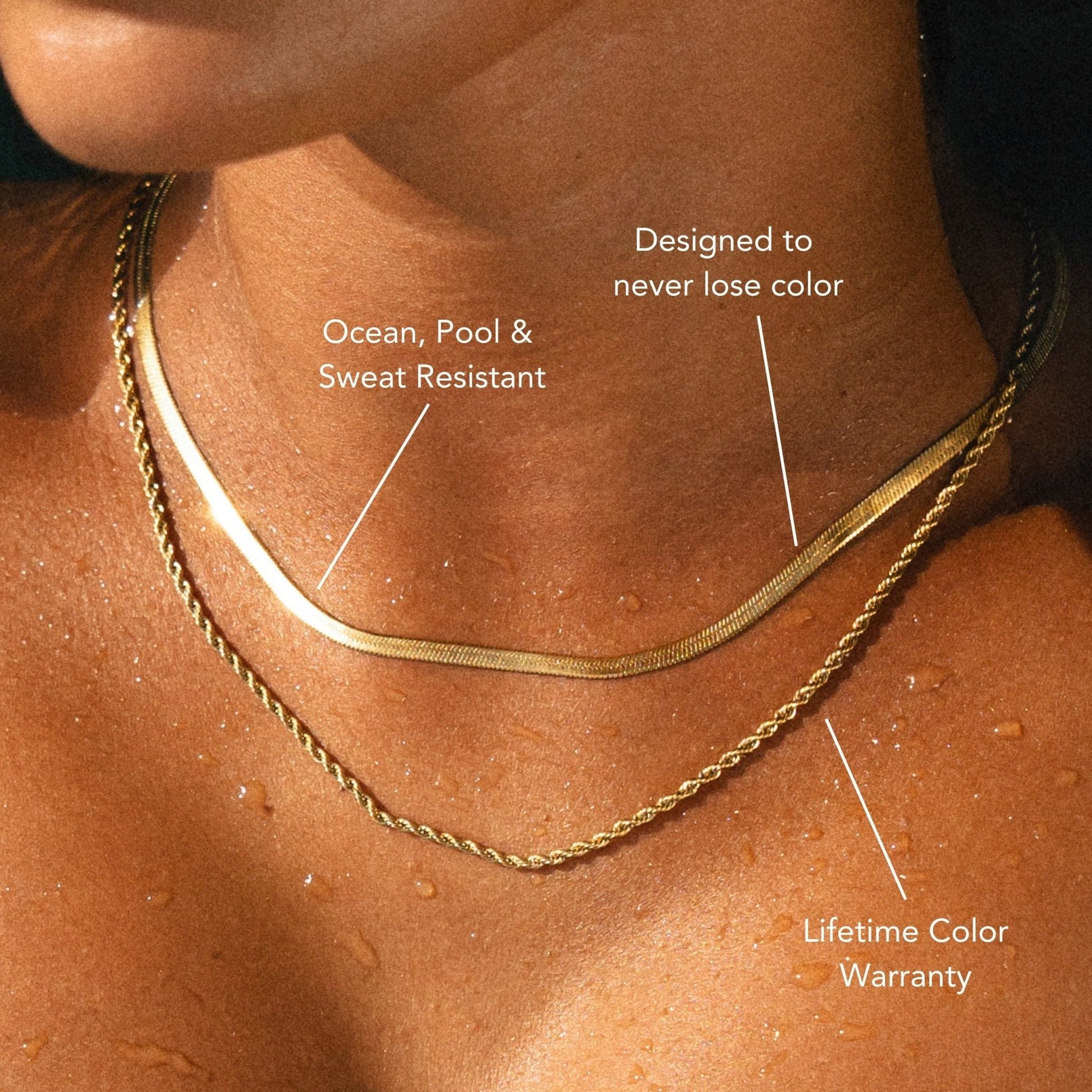 Greer | Srebrzysty Podwójny Naszyjnik Żmijka i Kordel - Pootivo
