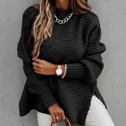 Czarny gruby sweter damski oversize