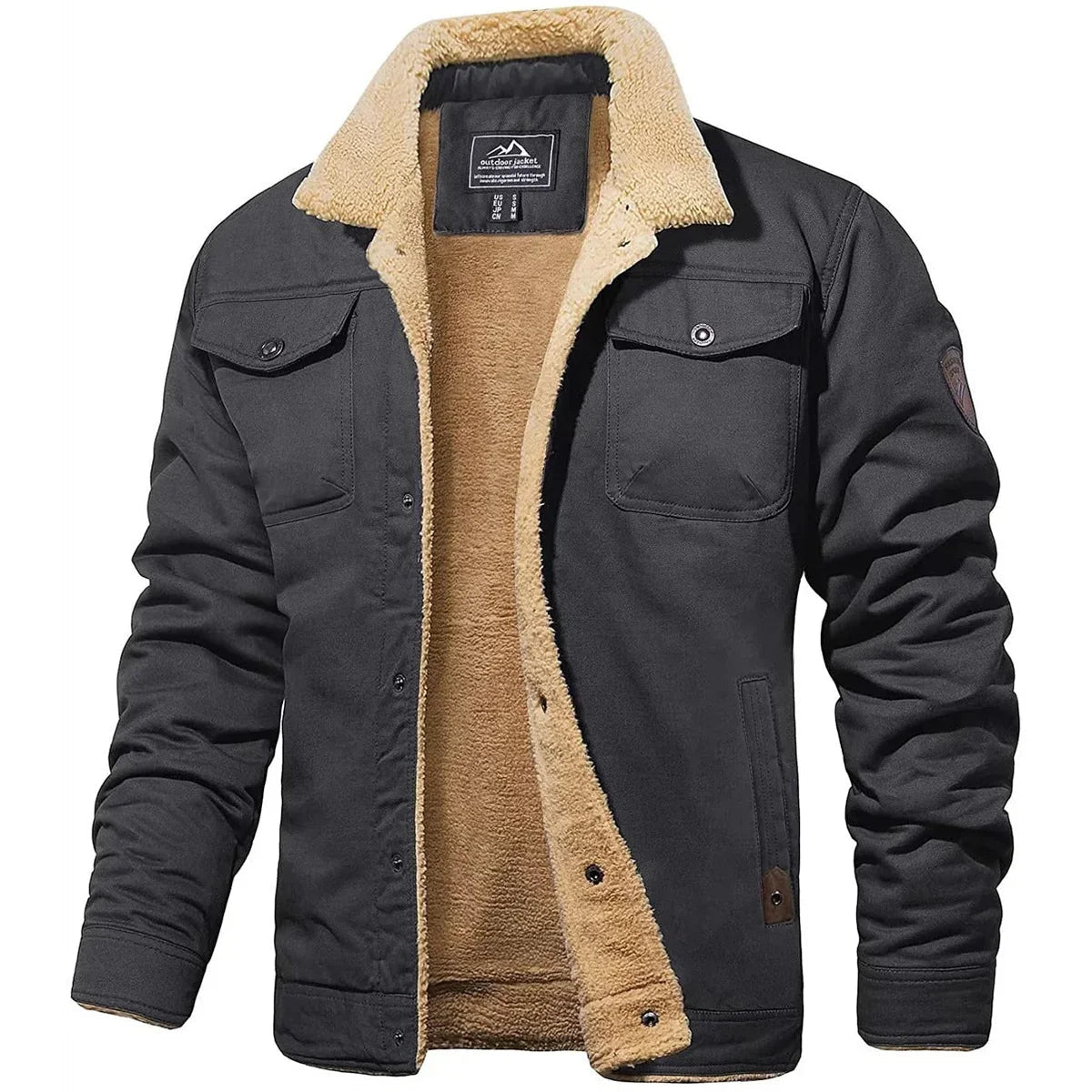 Kazimierz | Ocieplana Zimowa Kurtka Męska z Kożuszkiem - Pootivo