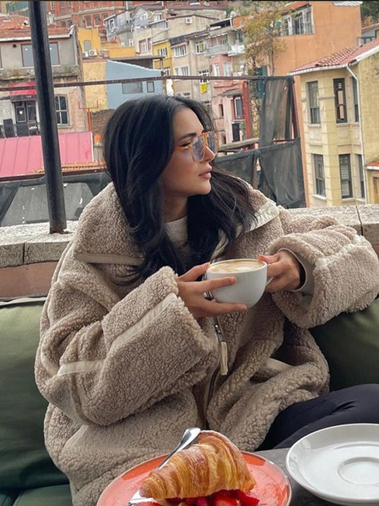 Klara | Oversize’owa pluszowa kurtka zimowa typu teddy - Pootivo