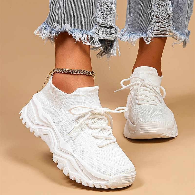 Kloriva Sneakersy Damskie na Platformie – Lekkie Buty Wsuwane z Oddychającą Cholewką i Wkładką - Pootivo