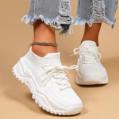 Kloriva Sneakersy Damskie na Platformie – Lekkie Buty Wsuwane z Oddychającą Cholewką i Wkładką - Pootivo