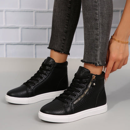 Levira | Sneakersy Damskie Wysokie z Zamkiem – Trampki za Kostkę - Pootivo
