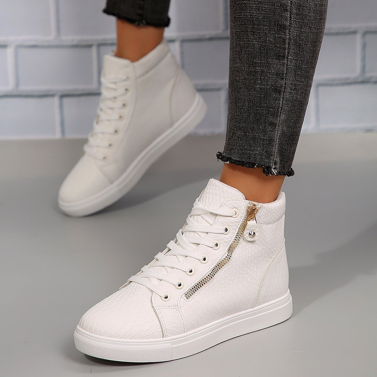 Levira | Sneakersy Damskie Wysokie z Zamkiem – Trampki za Kostkę - Pootivo