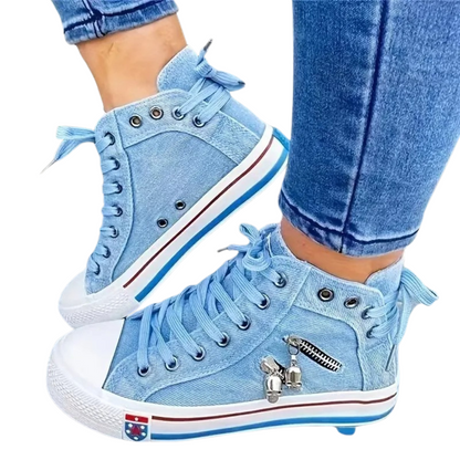 Kornelia | Jeansowe Wysokie Trampki Damskie