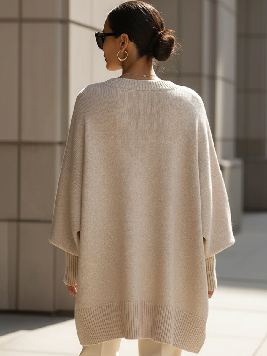 Liliana | Oversizowy Jesienny Sweter Ponczo Damski - Pootivo