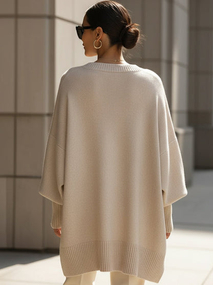 Liliana | Oversizowy Jesienny Sweter Ponczo Damski - Pootivo