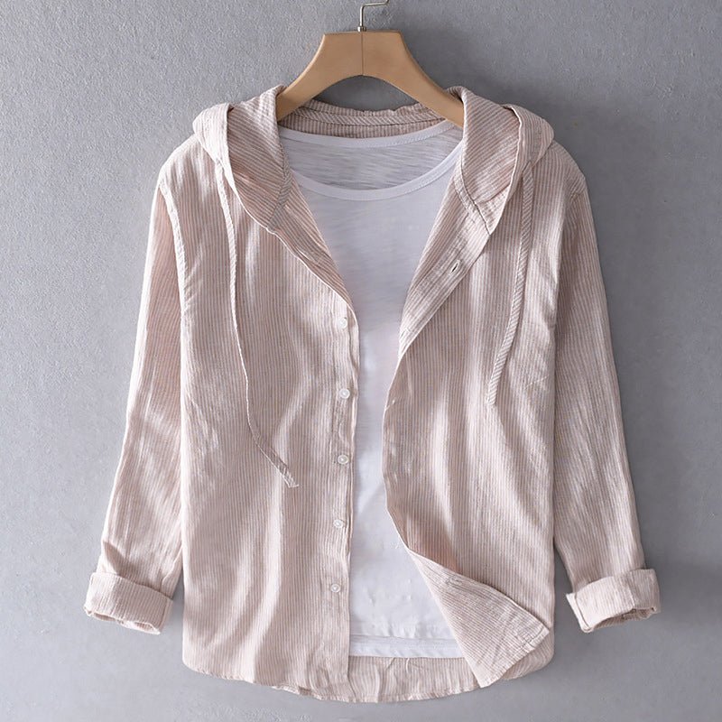 Linvèra Bluzka Lniana Damska z Kapturem – Przewiewna Koszula Oversize z Guzikami na Lato - Pootivo