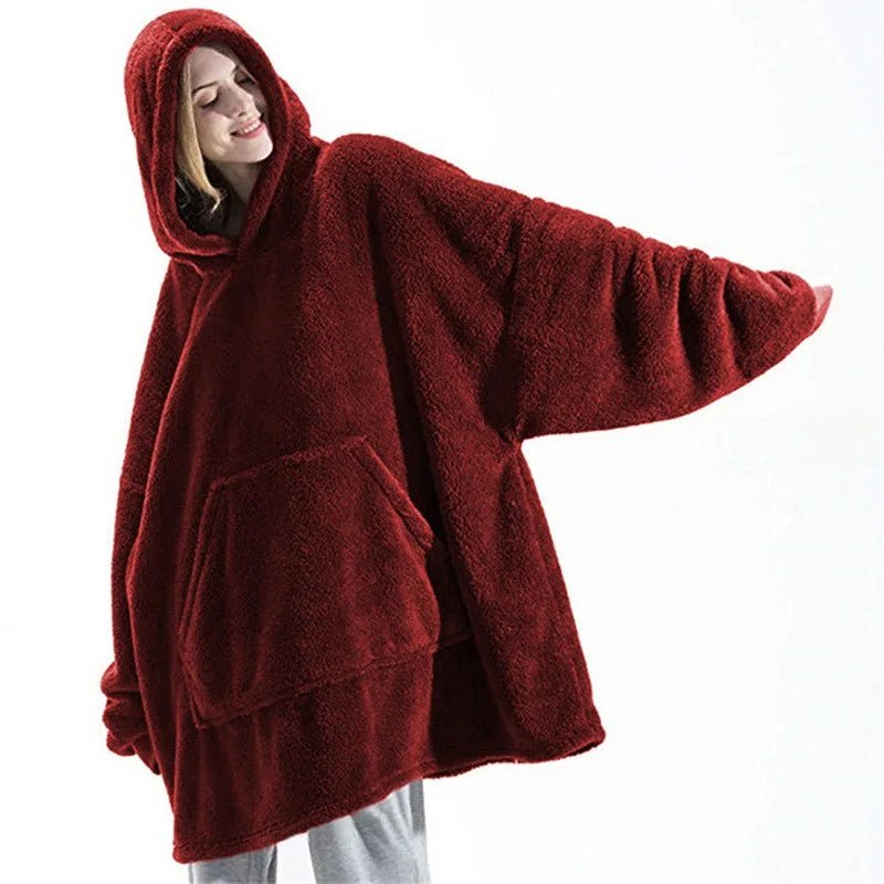 Lubiesława | Puszysta Zimowa Bluza Koc z Kieszenią - Pootivo