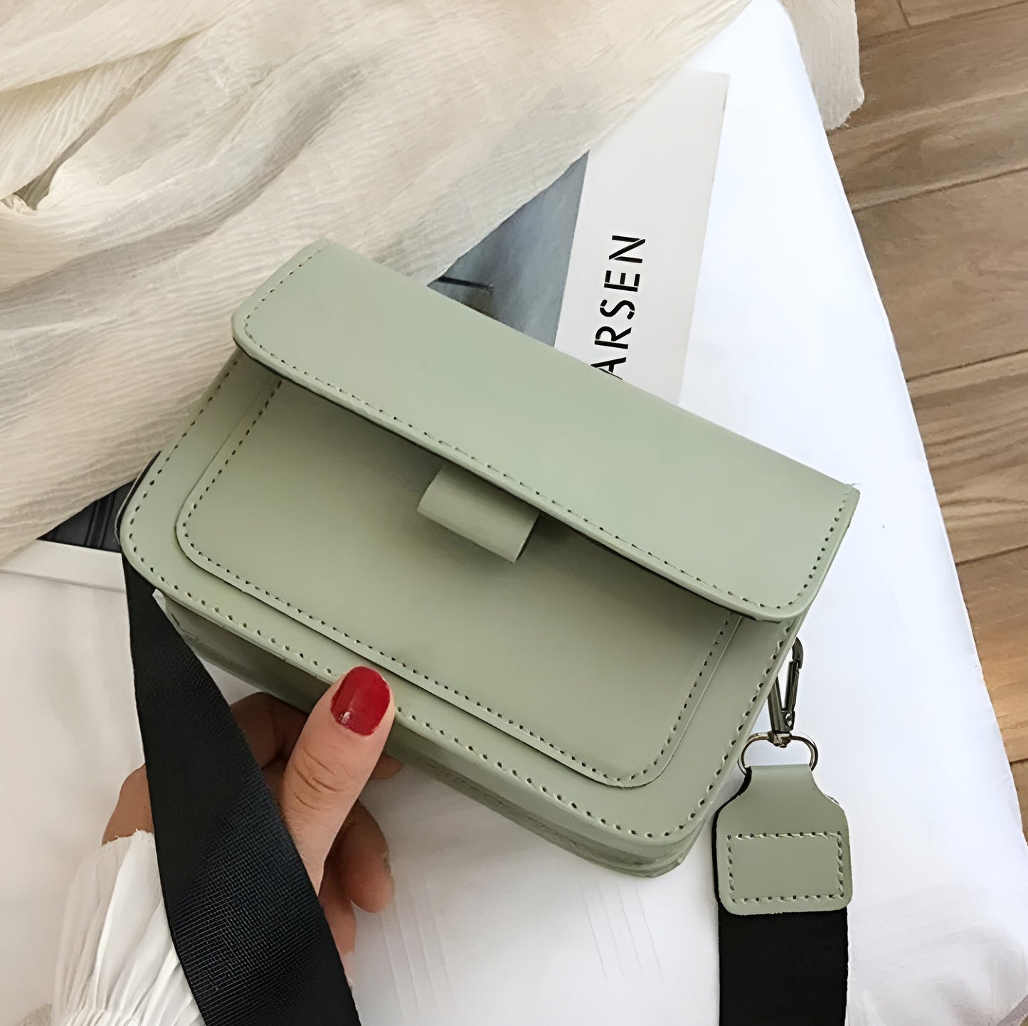 Margaux | Skórzana Torebka Crossbody z Szerokim Paskiem - Pootivo