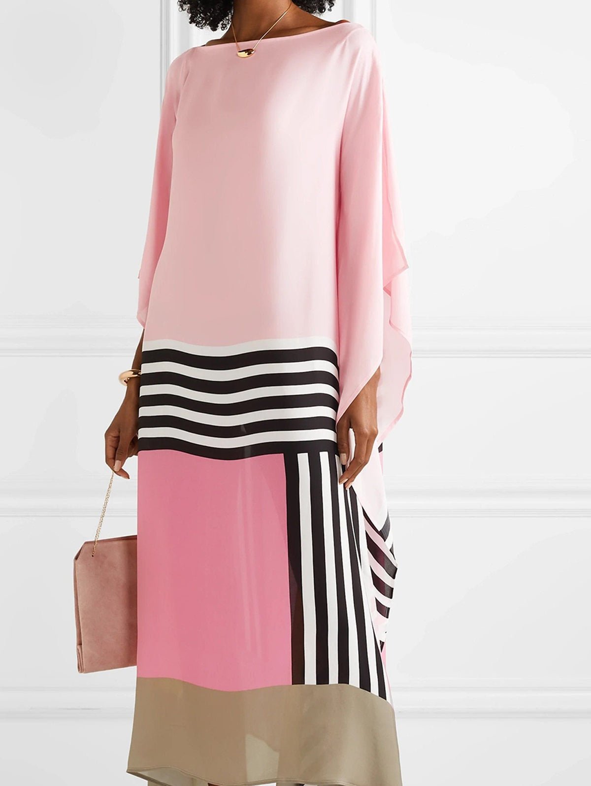 Maribel | Zwiewna Asymetryczna Sukienka Color Block Boho - Pootivo