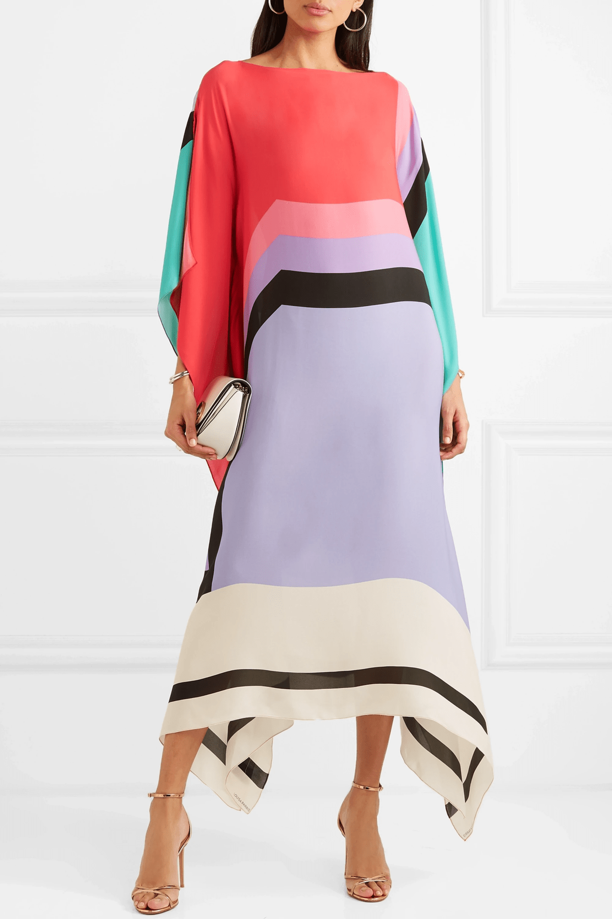 Maribel | Zwiewna Asymetryczna Sukienka Color Block Boho - Pootivo