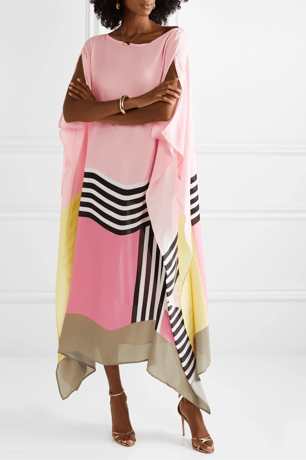 Maribel | Zwiewna Asymetryczna Sukienka Color Block Boho - Pootivo
