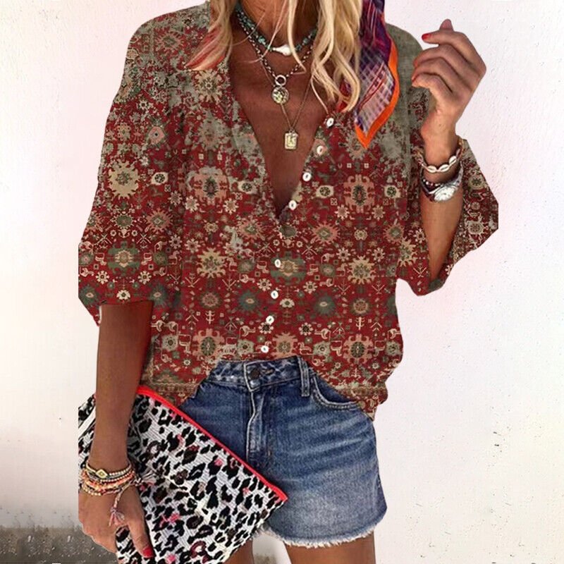Marisol | Kwiecista Bluzka Boho z Guzikami - Pootivo