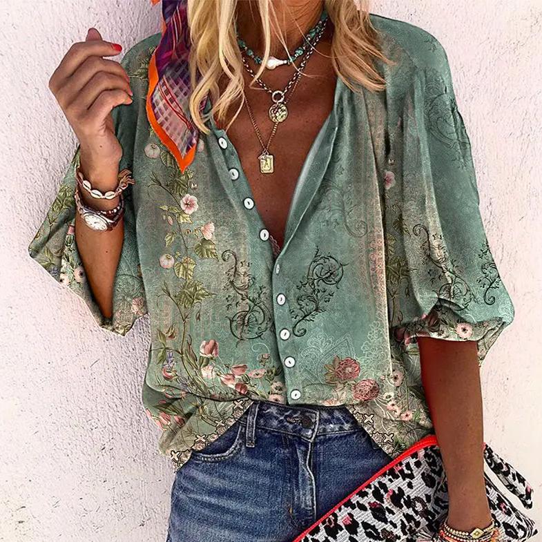 Marisol | Kwiecista Bluzka Boho z Guzikami - Pootivo