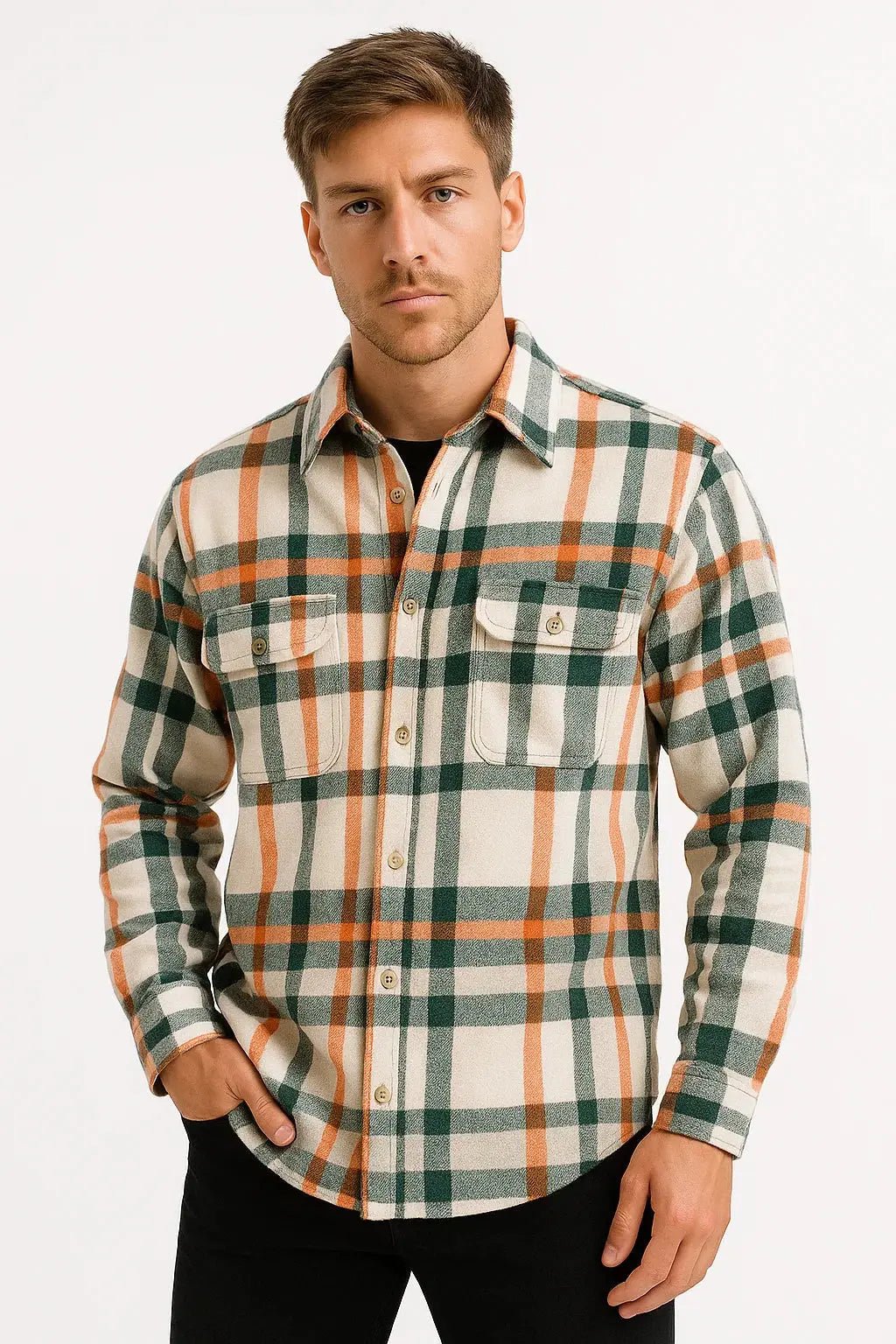 Mirosław | Jesienny Kraciasty Overshirt z Kieszeniami - Pootivo