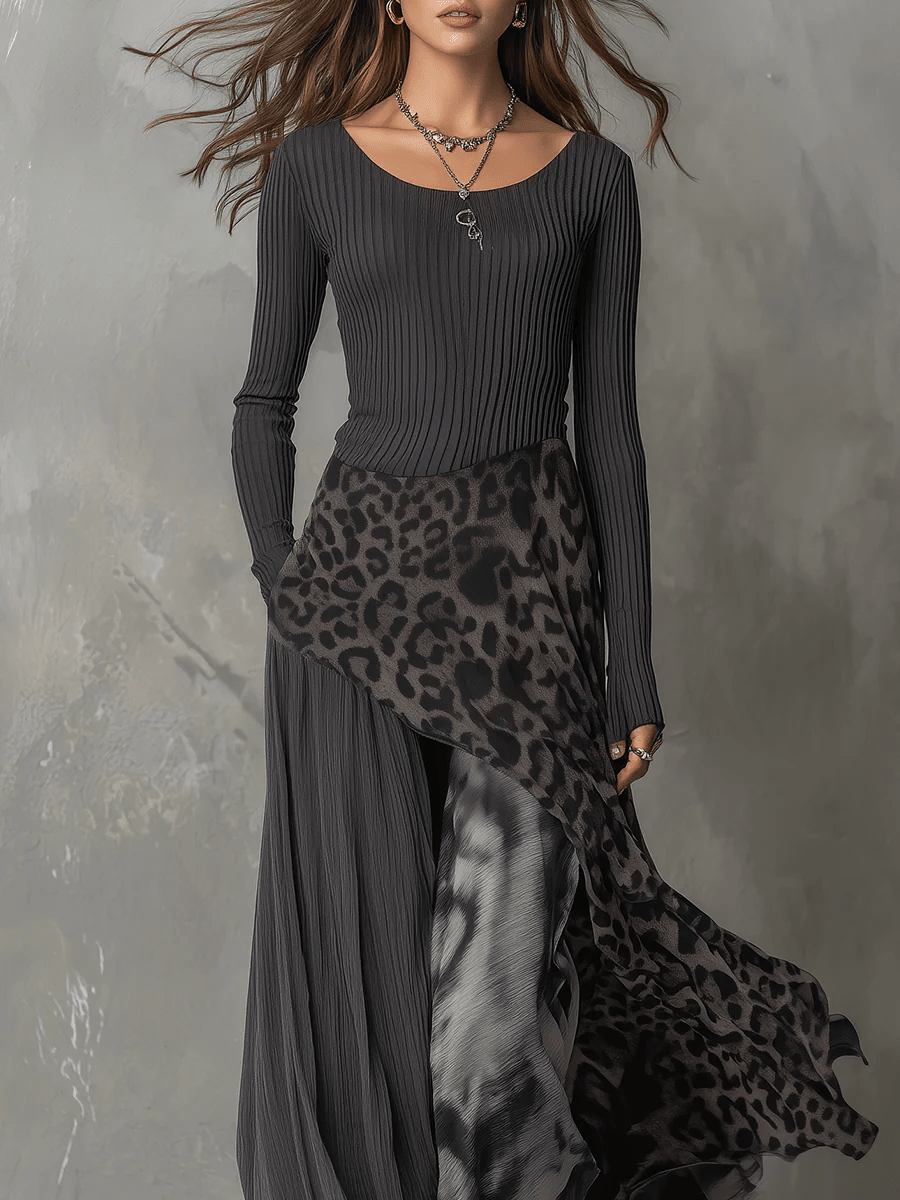 Nadia Sukienka Maxi Długa W Panterkę - Pootivo