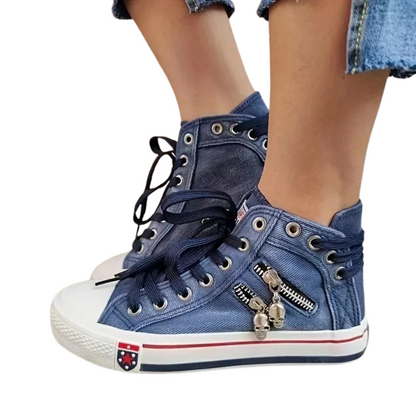 Kornelia | Jeansowe Wysokie Trampki Damskie