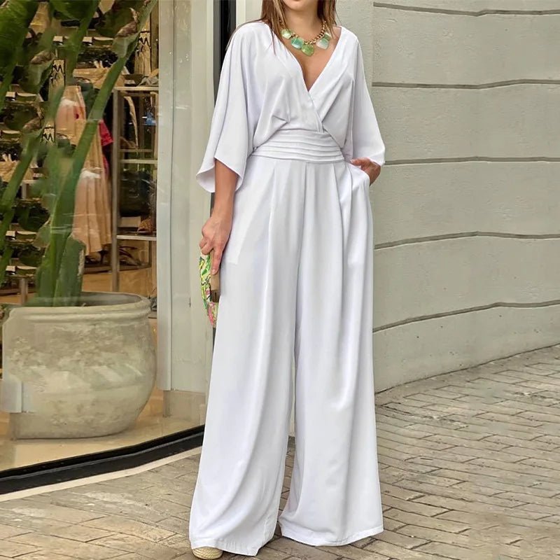 Nicole | Zwiewny Kopertowy Kombinezon Damski - Pootivo