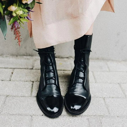 Marianna | Sznurowane Jesienne Botki w Stylu Vintage