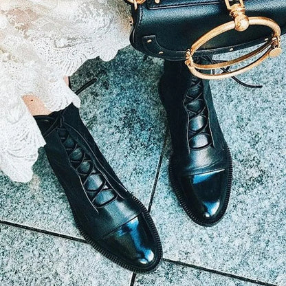 Marianna | Sznurowane Jesienne Botki w Stylu Vintage