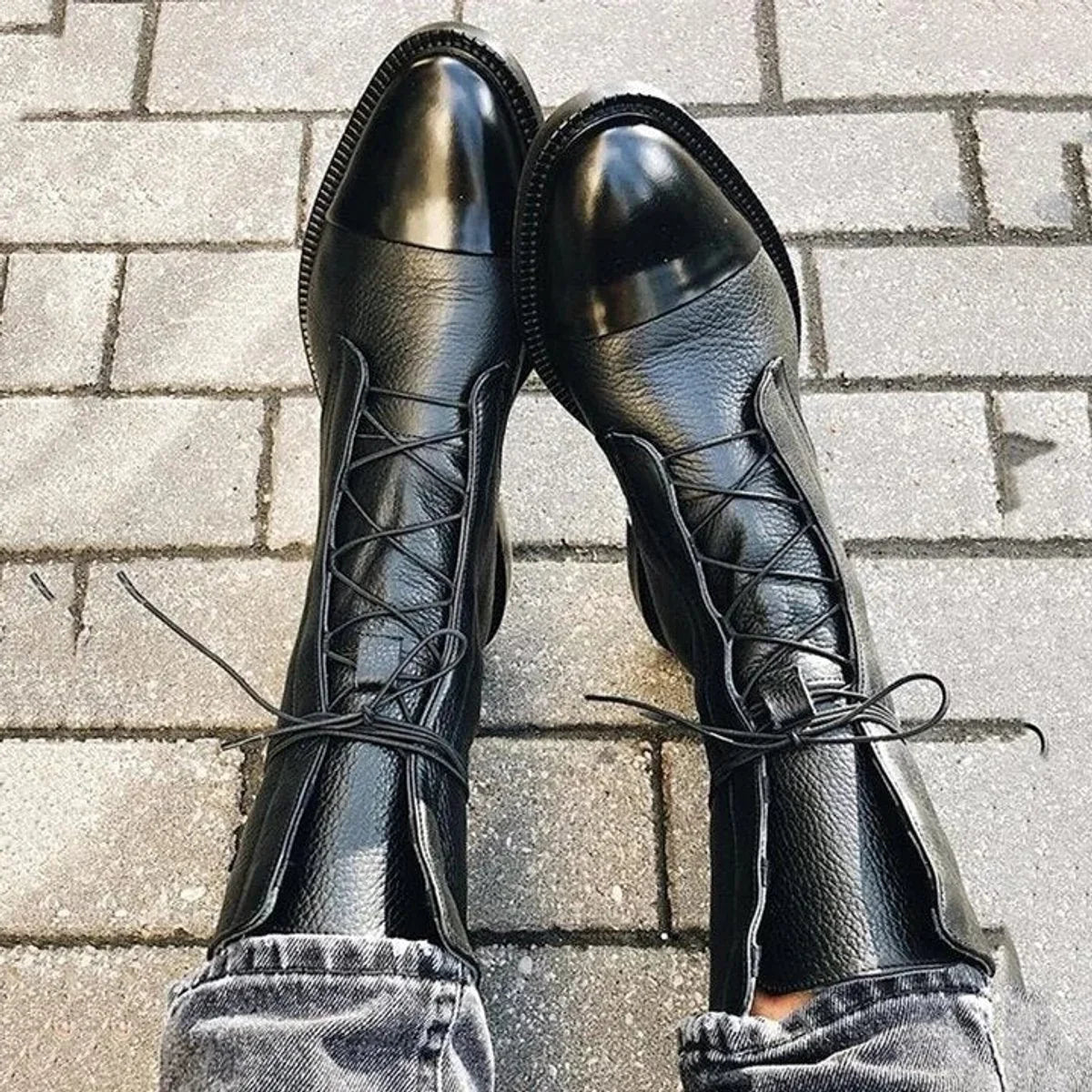 Marianna | Sznurowane Jesienne Botki w Stylu Vintage