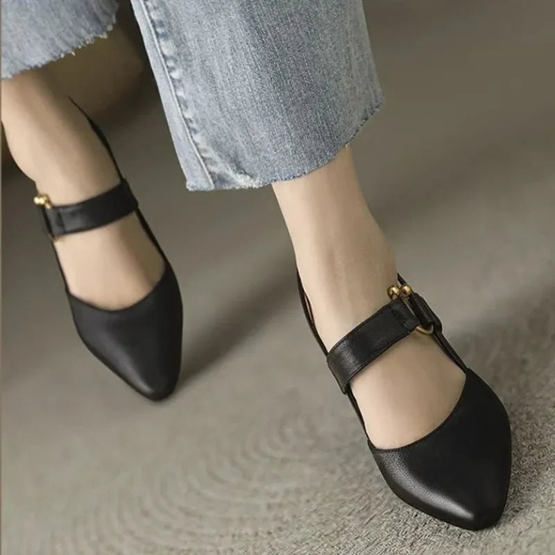 Orlée Czółenka Damskie na Słupku Slingback ze Złotą Klamrą - Pootivo