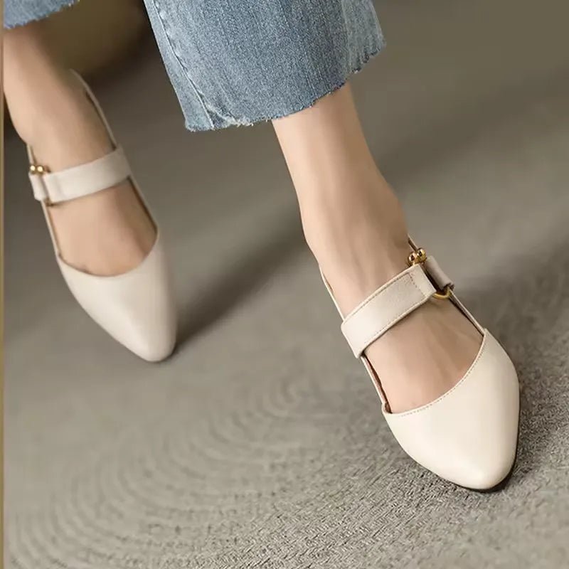 Orlée Czółenka Damskie na Słupku Slingback ze Złotą Klamrą - Pootivo